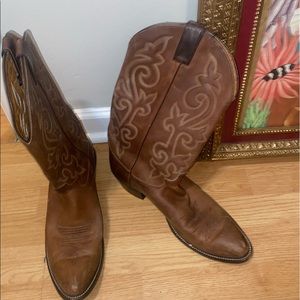 Brown Leather Cowboy Boots Sz 12